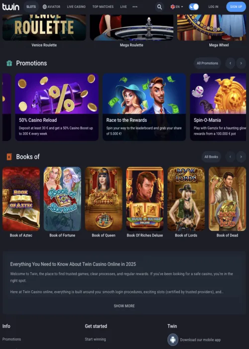 Mobil app casino nedladdning Twin Casino